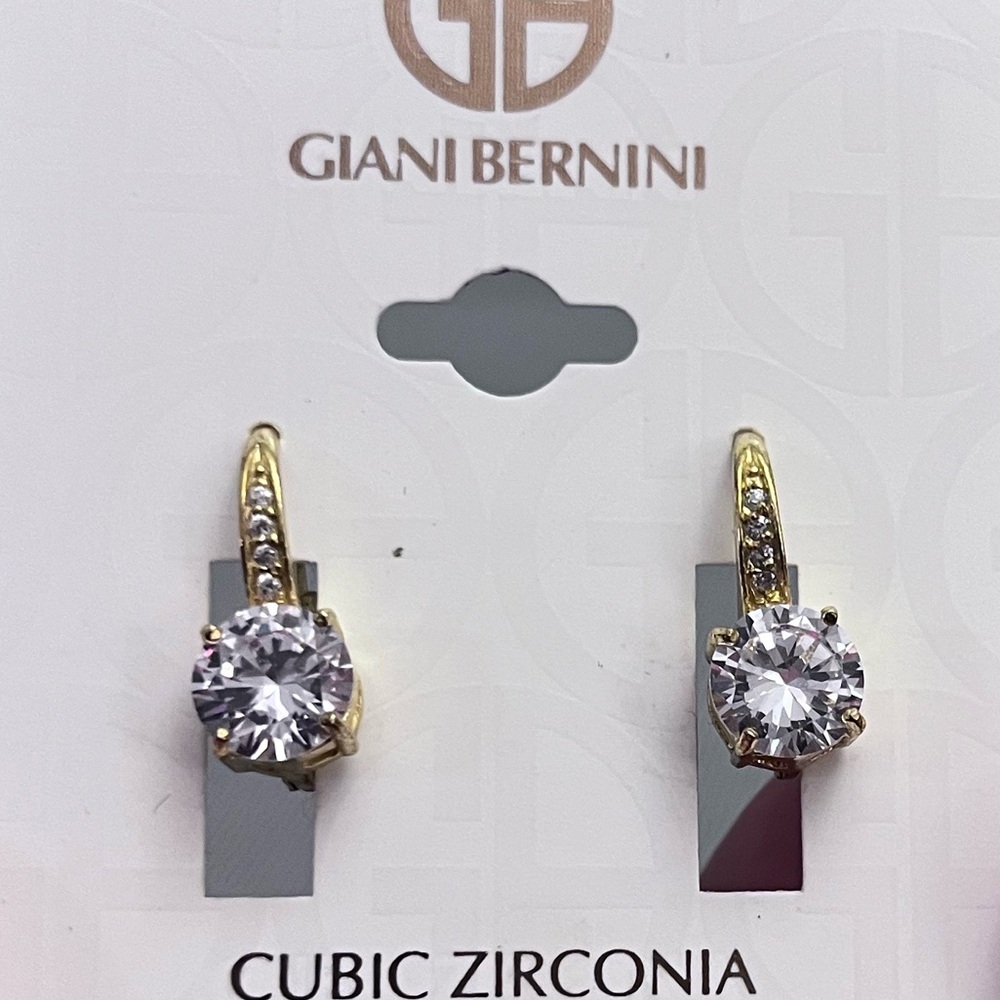 Giani Bernini CZ Drop Earrings 18K Gold Over Sterling Silver NWT - Picture 4 of 4